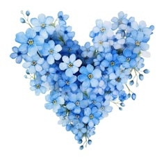 blue flowers are arranged in the shape of a heart