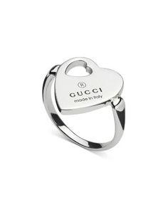 Gucci Sterling Silver Trademark Heart Ring Gucci Sterling Silver Ring For Formal Occasions, Gucci Sterling Silver Jewelry With Heart Charm, Gucci Fine Jewelry White Gold Rings, Gucci White Gold Fine Jewelry Ring, Gucci White Gold Ring In Fine Jewelry Style, Gucci Silver Ring With Polished Finish, Gucci Sterling Silver Ring, Gucci White Gold Luxury Ring, Gucci Luxury Silver Rings