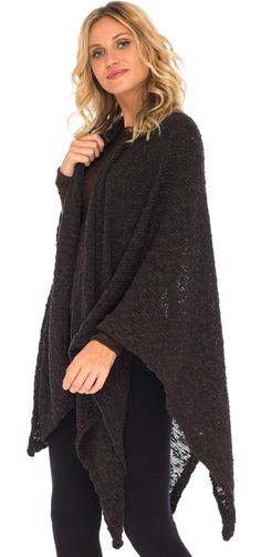 FASHIONABLE AND STYLISH open poncho cape shawl for women is surely a must-have for the cold season. This warm poncho for women can be worn in a variety of ways. An open-front wrap sweater that will complement every outfit you own. Great for layering over a crop top, tank top, or scrunch it to make a darling knit scarf poncho. COMFORTABLE AND LIGHTWEIGHT shawl poncho cape for women is the perfect upgrade for your womens warm poncho cape collection. This blanket wrap for women is made of cozy, sof Cozy Poncho For Cold Weather, Oversized Knitted Winter Cape, One Size Chunky Knit Shawl For Winter, One Size Chunky Knit Winter Shawl, Cozy Poncho For Fall One Size, Cozy Winter Cape With Batwing Sleeves, Winter Chunky Knit Shawl, One Size, One Size Soft Knit Poncho For Fall, Cozy One-size Poncho For Fall