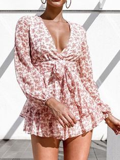 Blue Blossom Dream Summer Romper Sunset and Swim Pink S Flower Print Jumpsuit, Beach Playsuit, Long Sleeve Playsuit, Blue Blossom, Combi Short, Rompers Womens Jumpsuit, Dream Summer, Floral Print Rompers, Long Jumpsuits