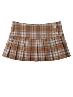 Add a touch of cuteness with the charming buttons and skort design of the Brown plaid mini skirt. Perfect for the autumn season, this skirt is made from 98% polyester and 2% elastane for a comfortable and stylish look. Available in sizes XS, S, M, and L, this skirt comes in a beautiful Brown Plaid color. Cute bottons, Coquette Skirts, Skirts Preppy, Micro Skirts, Low Waist Skirt, Plaid Skort, Plaid Pleated Mini Skirt, Skirts Vintage, Miniskirt Outfits, Skirts Women