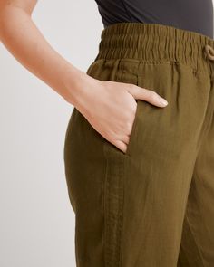 Looks like effortless style. Feels like pajamas. We love these wide-leg linen lounge pants from our best-selling European linen collection for casual work days, lazy weekends, and vacation vibes. Relaxed fit, elastic waistband, drawstring, and functional front pockets (obvi).  | Quince | Women's 100% European Linen Wide Leg Pants in Martini Olive, Size XL Linen Lounge Pants, Linen Lounge, Martini Olive, Linen Wide Leg Pants, Silk Tee, Linen Collection, Linen Tank, Vacation Vibes, Wide Leg Linen Pants