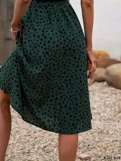 Katykey - Womens Leopard Print Tie Waist Mid-Length Skirt for Casual and Flared Summer Styling Fall Care, Summer Styling, Skirts Women, Mid Length Skirts, Printed Ties, Look Stylish, Autumn Summer, Summer Fall, Polyester Material