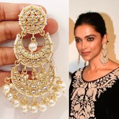 Deepika Padukone inspired Bollywood Kundan Earrings/Indian/pearl Earring/Pakistani/Statement Earrings/Long chandelier/bridal/Indian wedding Arrives in a gift box Color, shades, texture displayed may slightly vary from the actual product due to digital image limitations. We request you to consider these minor variations. Please expect the possibility of some slight imperfections when buying handmade jewelry. If you have any questions, please contact us. Elegant Wedding Chandelier Earrings With Stone Work, Pearl Earrings With Stone Work For Wedding, Wedding Pearl Earrings With Stone Work, White Chandbali Chandelier Earrings For Reception, Pearl Drop Chandbali Earrings For Wedding, Bollywood Pearl Drop Chandelier Earrings For Receptions, Kundan Bridal Earrings With Pearl Drop For Wedding, Festive Chandbali Bridal Earrings With Pearls, White Bollywood Chandelier Earrings For Party