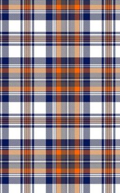 an orange, blue and white plaid fabric pattern that is very similar to the tartan