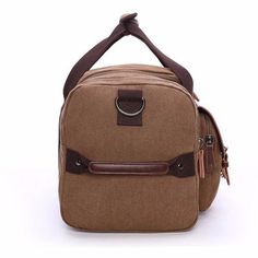 ITEM DETAILS   Type of sports: Fitness 
Material: Canvas 
Color: Black/Red/Khaki/Blue/Coffee 
Size(L*W*H): 46*23*25 cm     ITEM OVERVIEW  The Large Canvas Duffle Bag is a perfect companion for your next adventure. It is made of high-quality cotton canvas material that is durable and long-lasting. The bag features a spacious main compartment that can hold all your clothes, shoes, and other travel essentials. It also has multiple pockets for organizing your smaller items like phones, wallets, and Casual Brown Travel Bag For Outdoor Activities, Brown Duffle Bag With Pockets For Outdoor Activities, Casual Rectangular Khaki Duffle Bag, Casual Khaki Rectangular Duffle Bag, Casual Brown Canvas Duffle Bag, Casual Brown Duffle Bag With Pockets, Casual Brown Rectangular Duffle Bag, Casual Brown Duffle Bag With Zipper Closure, Brown Large Capacity Duffle Bag