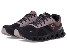 On Cloudrunner Waterproof 1 - Women's Shoes : Black/Grape : Run without worrying about the rain by wearing On Cloudrunner Waterproof 1 sneakers. Waterproof textile and synthetic upper. Breathable textile lining. Removable textile insole. Lace-up closure. Padded collar. Iconic logo on the side. Raised round toe silhouette. Synthetic outsole. Imported. Please note that ONLY the On Cloud 50/50, Cloud 70/30, Cloud Terry, and Cloud running shoes feature an extra pair of conventional laces, along with Black Casual Shoes Women, On Cloud Shoes Women Outfit, Best Gym Shoes Woman, On Cloud Shoes Black, Women’s Running Shoes, Black On Clouds, On Cloud Womens Shoes, On Cloud Shoes Outfit, Oncloud Sneakers