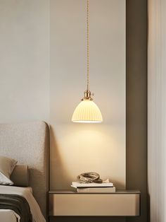 a lamp that is on top of a table