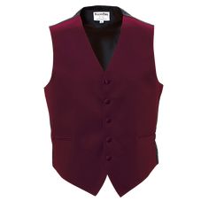 A burgundy satin vest with a back adjuster. Wine Pattern, Mens Formal Vest, Vest And Bow Tie, Formal Vest, Tuxedo Vest, Wing Collar, Vest Style, Tuxedo Shirts, Tuxedo Jacket