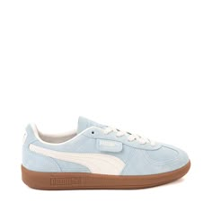 Womens PUMA Palermo Athletic Shoe - Turquoise Surf / Pristine / Gum Costal Granddaughter Shoes, Puma Palermo Outfit Women, Puma Shoes Women Sneakers, Puma Palermo Outfit, Palermo Puma, Cool Shoes Women, Beachy Shoes, Blue Puma Shoes, Sneakers For School