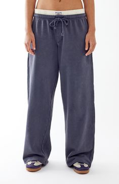 Be relaxation ready in these wide-leg sweatpants featuring a boxer-inspired trim at the waist and a comfy cotton-blend feel. 28 1/2" inseam; 23" leg opening; 11" front rise; 14 1/2" back rise (size Medium) Exclusive retailer Elastic/drawstring waist Side-seam pockets; back patch pocket 90% cotton, 10% polyester Machine wash, dry flat Imported Proclub Sweats, Comfy Clothes Aesthetic, Cool Sweatpants, Y2k Sweatpants, Back To School Fits, Baggy Sweatpants, Comfy Sets, Wide Leg Sweatpants, Bdg Urban Outfitters