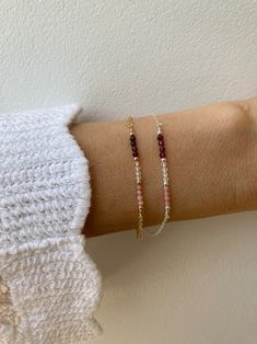 Rhodochrosite Bracelet, Multi Gemstone Bracelet, Silk Bracelet, Bead Bar, Bar Bracelets, Emotional Healing, Faceted Gemstones, Gold Filled Jewelry, Gold Filled Chain