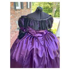 Plusize Civil War Reenactment Ballgown-2 plus sizes available Black Tulle, Tulle Lace, Black Ribbon, Ball Gown, Black Lace, Plum, Ball Gowns, Ribbon, Satin