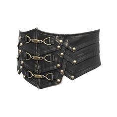 A steampunk faux leather belt tinted bronze with buckles and studs.The buckles can be undone and the drawstring at the back can be readjusted. Product Specifications:Style: PunkFabric: 55% Mucilage Glue, 45% Synthetic Leather Gothic Leather Corset Belt, Steampunk Leather Corset Belt For Cosplay, Black Steampunk Corset Belt For Larp, Medieval Black Corset Belt For Festivals, Gothic Adjustable Corset Belt With Belt Included, Adjustable Gothic Corset Belt With Included Belt, Black Steampunk Corset Belt For Festival, Adjustable Black Belt Buckles With Rivets, Medieval Corset Belt For Larp With Belt Loops