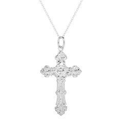 This Sterling Silver cross charm has a detailed ornate design. The ornate cross has some depth to it and is 1.5 inches long  delivered with a 16 or 18 inch sterling silver rolo chain. Cross Jewelry Silver, Silver Jews, Ornate Cross, Silver Cross Necklace, Ornate Design, Vintage Inspired Jewelry, Sterling Silver Cross Pendant, Silver Cross Pendant, Cross Jewelry