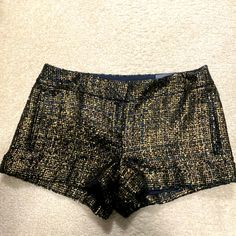 Beautiful Express Shorts. Gold And Black. Fully Lined With 2 Side Pockets. Mud-Rise. Excellent Quality; Brand New Never Worn Condition. Wear With Your Favorite Black Top And Heels For A Night Out Or Flats During The Day. Tweed Shorts, Gold Shorts, During The Day, Black Top, Black And Gold, Night Out, The Day, Size 4, Womens Shorts