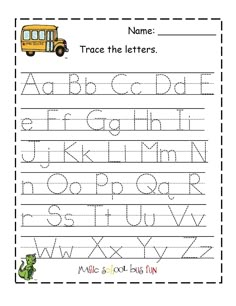 trace the letters worksheet for kids to practice their handwriting and writing skills with