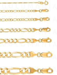 "Solid 10K Yellow Gold Figaro Bracelet, 7\" 8\" 8.5\" Inch, 2mm - 8mm Thick, Real Gold Bracelet, Curb Bracelet, Link Chain Bracelet, Men Women Metal: SOLID 10K YELLOW GOLD Look in Image Gallery for Weight Chart SHIPPED FROM NEW YORK CITY FREE SHIPPING on all orders 30 Day Return Hassle Free Weight may not always be exactly as stated At GoldMania we are first of all committed to environmental responsibility. We guarantee that the silver, platinum, palladium and gold we use are strictly ecofriendl Gold Bracelet With Figaro Chain, Gold Figaro Chain Link Bracelets, Gold Link Bracelets With Figaro Chain, Gold Figaro Chain Bracelet, Men Gold Chain, Chain Bracelet Men, Gold Chain Women, Real Gold Bracelet, Figaro Bracelet