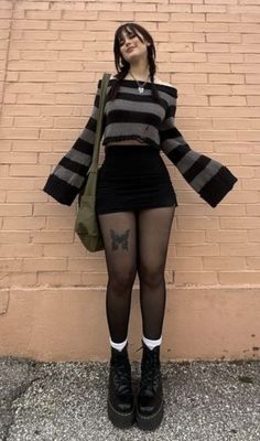 Comfy Goth Aesthetic, Goth Girl Outfits Aesthetic, Bar Hopping Outfit Night Plus Size, Green And Black Outfits For Women, Alt Womens Fashion, Whimsical Grunge Outfits, Black Corduroy Pants Outfit Aesthetic, Lowkey Goth Outfit, Old Person Outfit