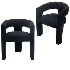 two black chairs sitting next to each other