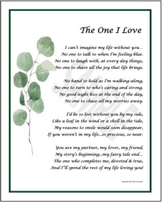 the one i love poem with green leaves