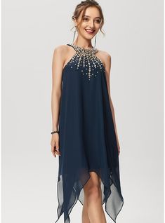 JJ's House Beading Chiffon Scoop Spring Summer A-line Plus General Back Zip Sweet & Flow Night Out Sparkle & Shine High Low Elegant Dark Navy No Asymmetrical Blue Model Name:Maria  Height:5.7ft（175cm）  Bust:43in（109cm）  Waist:34in（86cm）  Hips:46in（116cm） Custom Size. #JJ's House #Beading #Chiffon #Scoop #Spring #Summer #Aline #Plus #General #BackZip #Sweet&Flow #NightOut #Sparkle&Shine #HighLow #Elegant #DarkNavy #No #Asymmetrical #Blue #CustomSize #Sle A Line Cocktail Dress, Chiffon Cocktail Dress, Satin Cocktail Dress, Two Piece Homecoming Dress, Mob Dresses, Dresses Chiffon, Beaded Chiffon, Lace Homecoming Dresses, Chiffon Prom Dress