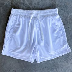 SIMPLE MUAY THAI SHORTS (MID THIGH CUT) - WHITE Muay Thai Women, Wax Tips, Muay Thai Shorts, Jiu Jitsu Gi, Muay Thai, Waist Band, Weight Lifting, Workout Shorts, Back Pocket