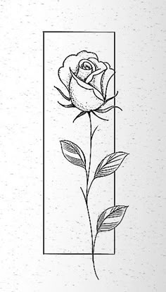 a black and white drawing of a rose