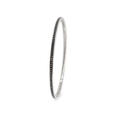 Brand: David Yurman  Metal Type: 925 Sterling Silver  Length: 7.50 inches  Width: 3.00 mm  Weight: 13.38 grams  DAVID YURMAN textured & polished silver, diamond bangle bracelet. The metal was tested and determined to be 925 (STERLING) silver. Engraved with "925". The "David Yurman" trademark (or hallmark) can also be found on the item. In excellent condition.  Pre-owned. Might show minor signs of wear  Pavé set in 925 (sterling) Silver with:  One hundred forty (140) round brilliant cut natural diamonds:  Measurements: 1.10mm - 1.20mm in diameter x ~0.70mm in depth. Weight Range: 0.006 ct. - 0.008 ct. Estimated Total Weight: 0.980 ct. Color: Black Cut: Very Good Polish: Very Good Symmetry: Very Good  TOTAL WEIGHTS:  Total weight of diamond(s):~0.98 ctw. Classic White Gold Bracelets With Black Diamonds, Classic White Gold Diamond Bracelet With Black Diamonds, Classic Silver Tennis Bracelet With Black Diamonds, Silver Tennis Bracelet With Black Diamonds, Silver Bracelet With Black Diamonds For Formal Occasions, Black Diamond Bangle Bracelet, Black Diamond Bangle Jewelry, Diamond Bangle Bracelet, Diamond Bangles Bracelet