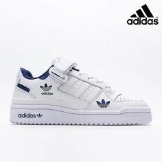 Adidas Forum Low Cloud 'White Victory Blue'-H01673-Sale Online Forum Lows Adidas, Adidas Low Forum White, Adidas Forums Low, Adidas Forum White, Adidas Forum Blue, Unique Shoes Sneakers, Tenis Adidas Forum Low, Adidas Blue Shoes, Aesthetic White Shoes