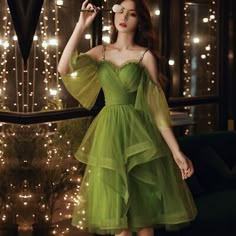 Green Homecoming Dress, Tulle Slip Dress, Green Homecoming Dresses, Graduation Gown, Green Tulle, Maxi Dress Summer, Short Layers, Short Party Dress, Evening Dresses Plus Size