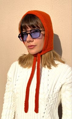 Hand Knitted Bonnet For Fall, One Size, Hand-knitted Fall Bonnet, One Size Fits Most, Fall Hand-knitted Bonnet, One Size, Knitted Wool Bonnet, Knitted Bonnet For Fall, Hand Knitted Fall Bonnet, Warm Fitted Bonnet For Fall, Warm Fitted Fall Bonnet, Hand Knitted Bonnet For Winter Gift