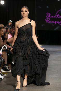 "Look like royalty in this beautiful, flowing, floor length black sheer dress! Dress is one of a kind and the statement placement differs per dress, but the gathers will generally be near the same area.  All dresses will have more gathering in the front than in the back. The gathers in the front makes the dress less transparent. No two dresses are the same so you are sure to stand out in a crowd. Dry Clean in Recommended Sizes: One size Fits Most XS-L --- Bust 33.5\"-40.5\"  Waist 25.5\"-33\"  H Sheer Black Maxi Dress For Gala, Black Sheer Maxi Dress For Gala, Black Draped Maxi Dress For Spring, Black Draped Dress With Ruffles, Sheer Long Dress, Black Sheer Dress, Kpop Concert, Dress Order, Sheer Dress