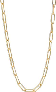 Yellow Gold Paperclip Chain Necklace With Solid Link, Yellow Gold Paperclip Chain Necklace With Oval Links, Yellow Gold Oval Link Chain Necklace With Paperclip Chain, Modern Gold-tone Paperclip Bracelet, Modern Gold-tone Chain Necklace With Rectangular Links, Yellow Gold Paperclip Bracelet With Figaro Chain, Gold-tone Link Paperclip Bracelet With Cable Chain, Yellow Gold Chain Necklace With Paperclip Chain, Elegant Gold-tone Paperclip Chain Necklace