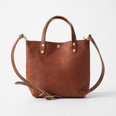 Leather Tote Bag: Cypress Mini Tote | leather bags by KMM & Co. Carryall Tote, Leather Tote Bags, Mini Tote Bag, Tote Bag Leather, Small Tote, Mini Tote, Everyday Bag, Pull Up, Made In America