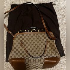 Clean & Never Used. 5 Years Old. Still With Bag & Authentic Pre-owned Designer Brown Bags, Pre-owned Brown Top Handle Shoulder Bag, Brown Gucci Office Bag, Pre-owned Brown Gucci Bag, Gucci Purse, Bags Gucci, Gucci Bags, Gucci Bag, Shoulder Bags