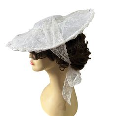 This charming hat is the perfect finish to an 18th Century ladies outfit.  Light and comfortable to wear, it ties behind the head with a laced ribbon. Delicate straw hat with embroidered lace tulle. available in white or black.  Made to order in 2-3 weeks. Elegant Adjustable Bonnet For Summer, Elegant Adjustable Summer Bonnet, Elegant Crochet Hat With Adjustable Curved Brim, Elegant Adjustable Crochet Hat With Curved Brim, Elegant Bonnet For Spring, Elegant Lace Bonnet With Lace Trim, White Lace Adjustable Bonnet, Elegant One-size-fits-most Bonnet, White Adjustable Lace Bonnet