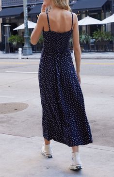 Blue Floral Colleen Slip Dress Floral Midi Dress Outfit, Midi Dress Outfit, Blue Sundress, Church Fits, Long Sundress, Sundress Dress, Floral Slip Dress, Floral Dresses Long, Floral Print Midi Dress