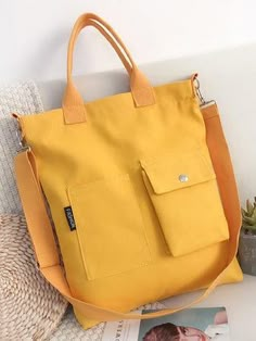 Popular Backpacks, Canvas Bag Design, Sacs Tote Bags, Sac Diy, Bags Style, Spring Summer Autumn Winter, Diy Bag Designs, Tote Bags Sewing, Yellow Handbag