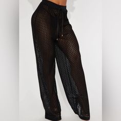 Product Details: Cover Up Pants Drawstring Waistband Shell: 76% Cotton 24% Polyester Contrast: 95% Cotton 5% Spandex Lining: 100% Polyester Brand New With Tags Swim Cover Up Pants, Cover Up Pants, Black Cover Up, Festival Pants, Crochet Mini Dress, Sweater Jumpsuit, Swimming Outfit, Fashion Nova Jeans, Black Cover