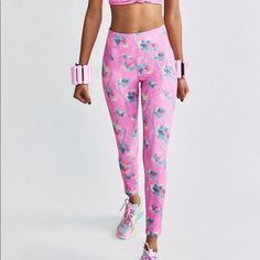 Love Shack Fancy Legging With Hints Of Hibiscus Flower. Nwt Size Large. Out Of Stock In Stores. Waist 29in Inseam 27in Ref 2fl Pink Stretch Pants For Beach, Pink Stretch Pants For The Beach, Stretchable Pink Beach Pants, Stretch Pink Pants For Beach, Pink Stretch Printed Bottoms, Pink Stretch Printed Pants, Pink Leggings For Summer Yoga, Summer Yoga Pink Leggings, Pink Yoga Leggings For Summer