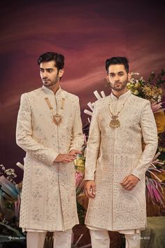 Make a grand statement on your special day with a luxurious Sherwani crafted from premium fabrics (like silk, brocade, or georgette) for ultimate comfort and sophistication. Our collection boasts a variety of designs to suit every taste: Classic elegance: Opt for a timeless Sherwani with intricate embroidery on the collar or cuffs. Modern flair: Go for a Sherwani with a unique neckline or a trendy color palette. Regal opulence: Choose a Sherwani with rich embellishments like zardozi work for a t Bollywood Style Sherwani With Dabka In Traditional Fit, Bollywood Style Ceremonial Sherwani With Traditional Fit, Traditional Fit Sherwani For Wedding And Diwali, Traditional Fit Bandhgala For Wedding, Wedding Sherwani For Diwali, Traditional Fit Sherwani With Pallu, Embroidered Traditional Fit Sherwani For Wedding, Brocade Sherwani With Naqshi For Diwali, Traditional Fit Bandhgala With Cutdana For Wedding