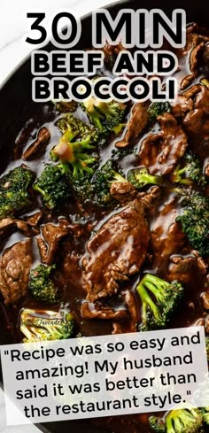 a skillet with beef in sauce and text overlay that reads 30 min beef and broccoli - "Recipe was so easy and amazing! My husband said it was better than the restaurant style." Easy Beef And Broccoli Recipe, Beef And Broccoli Recipe, Easy Beef And Broccoli, Italian Meats, Chinese Cooking Recipes, Broccoli Recipe, Beef And Broccoli, Broccoli Beef, Broccoli Recipes