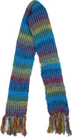 A lovingly hand-knitted chunky pure wool scarf in fun happy spectrum of turquoise, green, red and yellow, loosely knit in a ribbed pattern. Bold, bright colors and classic, knit design work together to make this scarf a must-have for your cold-weather wardrobe. Turquoise toned tassels are added along the scarf edge for a colorful and interesting look. Fully lined in black fleece lining.- Material: Wool (100%)- Length: 66 inches with and an additional fringe of 5 inches on each side- Width: 6 inc Woolen Scarf, Woolen Scarves, Hippie Look, Trendy Skirts, Scarf Shirt, Handmade Scarves, Blue Scarf, Turquoise Green, Nov 1