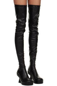 Black Leather Over-The-Knee Boots by Versace on Sale Leather Over The Knee Boots, Over The Knee Boots, Over The Knee, Knee Boots, Leather Boots, Versace, Black Leather, On Sale, Women's Fashion