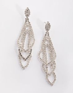 Description  Dazzle with diamantes! These classic earrings feature a 1920s inspired design with diamante embellishments for extra sparkle. Wear them to take your occasion, formal or dressy look to the next level! Elegant Metal Clip-on Earrings For Party, Elegant Diamond Chandelier Earrings With Rhinestones, Glamorous Formal Chandelier Earrings With Diamond Accents, Glamorous Crystal Clip-on Earrings For Formal Occasions, Glamorous Crystal Embellished Formal Earrings, Glamorous Crystal Embellished Earrings For Formal Occasions, Glamorous Formal Bridal Earrings With Diamond Accents, Formal Crystal Chandelier Earrings With Bling, Elegant Diamond Accents Chandelier Earrings For Evening