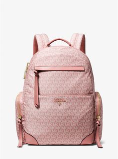 Prescott Large Signature Logo Print Woven Backpack | Michael Kors Michael Kors Backpack For On-the-go, Modern Travel Backpack With Logo, Michael Kors Travel Backpack With Logo, Luxury Michael Kors Backpack With Zipper Closure, Trendy Travel Backpack With Logo, Modern Michael Kors Backpack, Michael Kors Modern Standard Backpack, Modern Michael Kors Standard Backpack, Michael Kors Backpack With Zipper Closure For On-the-go