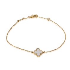 Van Cleef & Arpels Sweet Alhambra Mother Of Pearl Bracelet In 18k Yellow Gold Bracelet / Yellow Gold Van Cleef & Arpels Gold Van Cleef, Van Cleef Bracelet, Mother Of Pearl Bracelet, Gold Vans, Yellow Gold Color, Yellow Gold Bracelet, Van Cleef Arpels, Van Cleef, Cute Jewelry