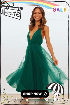 Women's New Summer Sexy Mesh Skirt V-neck Elegant Dress Dress Green V-neck Maxi Dress For Prom, Green V-neck Maxi Dress For Prom Season, Flirty V-neck Prom Dress, Green Fitted V-neck Backless Dress, Summer Prom Mesh Maxi Dress, Flirty Fitted V-neck Backless Dress, Green V-neck Maxi Dress For Night Out, Fitted V-neck Backless Dress For Summer, Spring V-neck Mesh Dress For Night Out