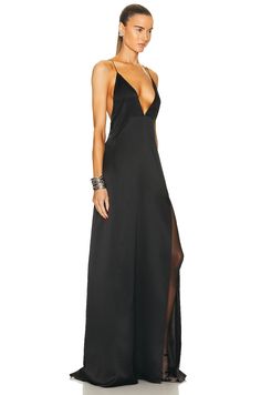 Evening Gown With Satin Finish And Maxi Length, Evening Gown With Satin Finish In Maxi Length, Maxi Length Satin Gown For Night Out, Sleek Silk Floor-length Evening Dress, Satin Gown With Side Slits And Floor-length, Evening Gown With Satin Finish, Full Length Evening Gown With Satin Finish, Full Length Satin Finish Evening Gown, Sleek Silk Maxi Gown